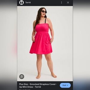 Torrid Bright Pink Soft Terry Swim Coverup 3x